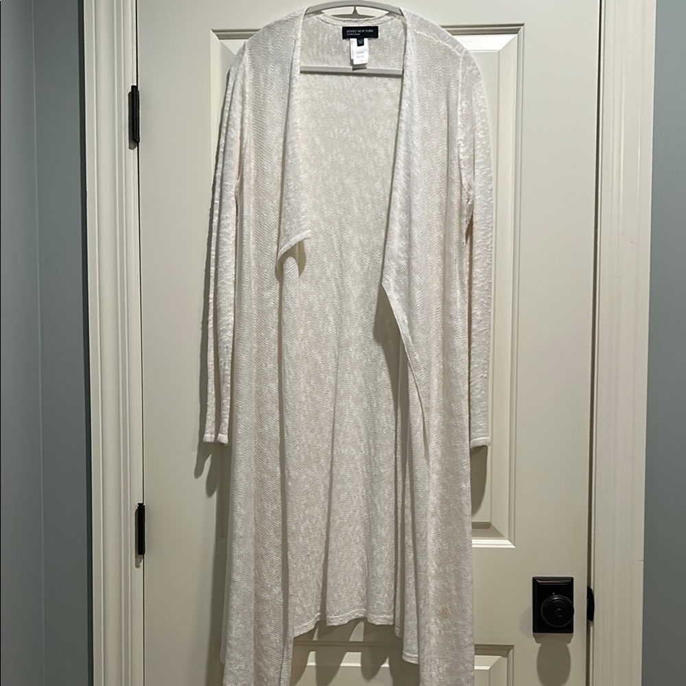 Jones New York Signature Off-White Knit Cardigan